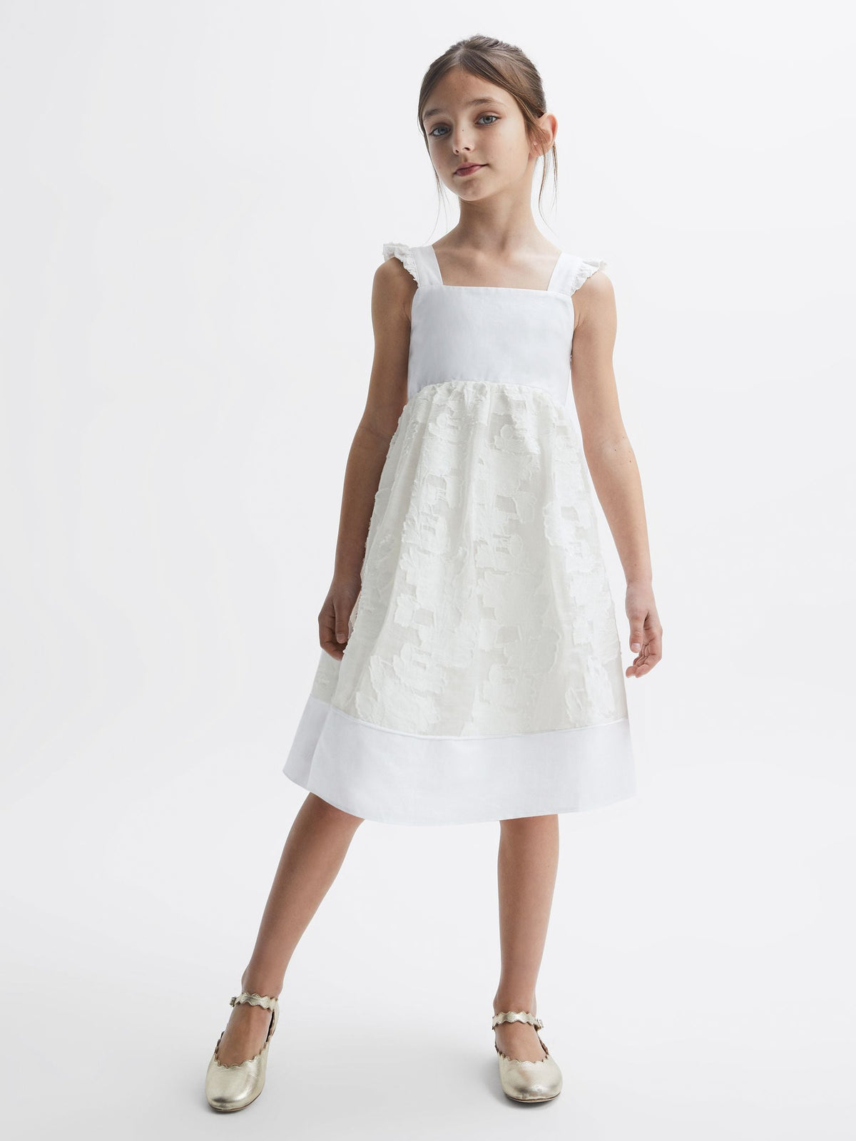 Dsiney Kidz - Reiss White Abby Lace Detail Bow Back Dress image 1