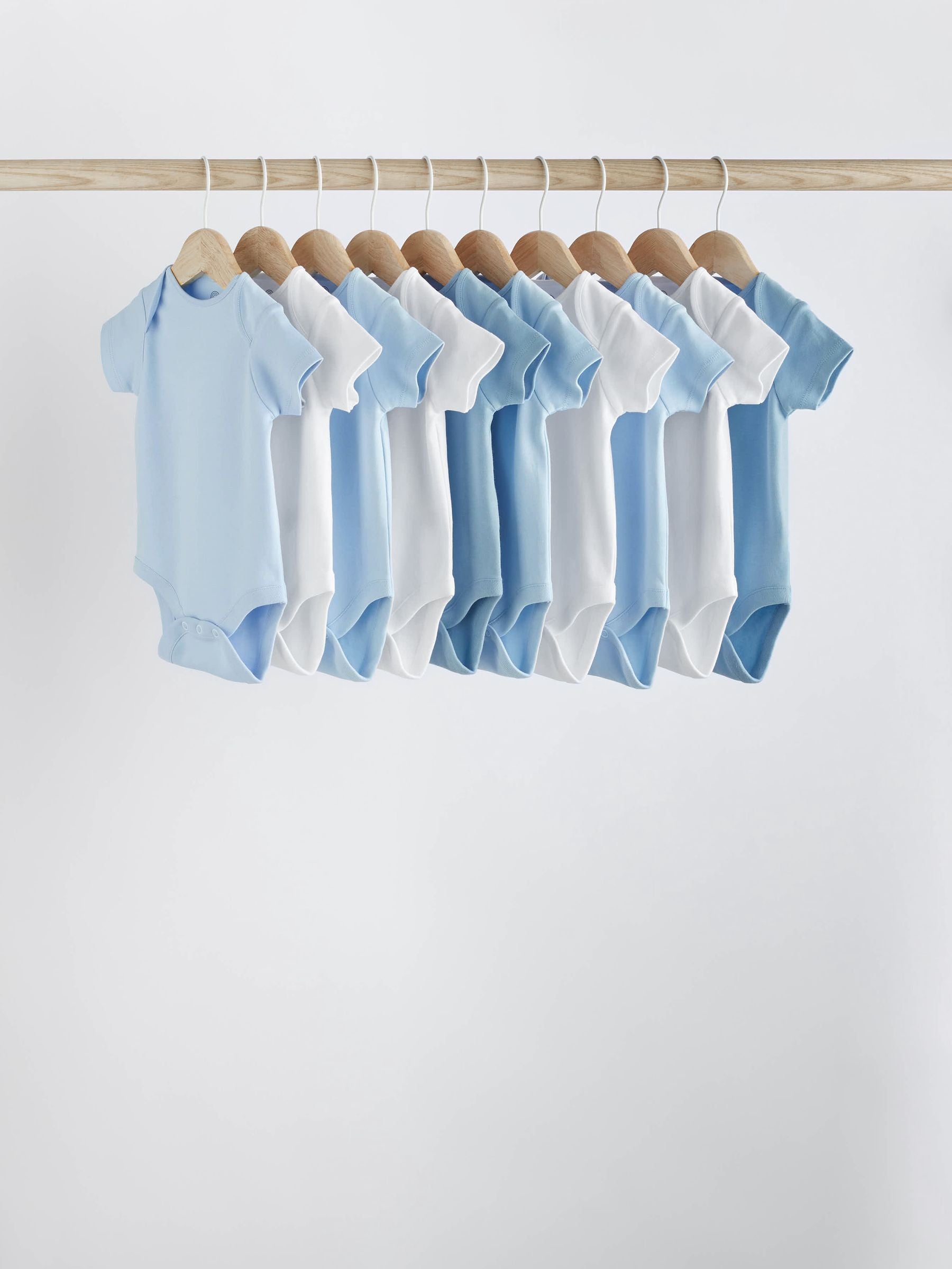 Blue 10 Pack Plain Baby Bodysuits image 1