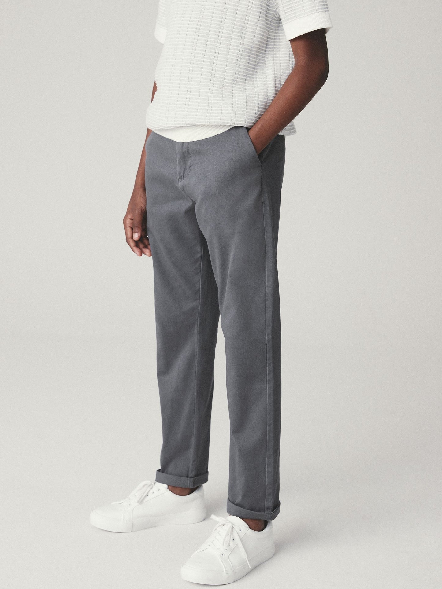 Dsiney Kidz - Charcoal Grey Regular Fit Stretch Chino Trousers (3-17yrs) image 1