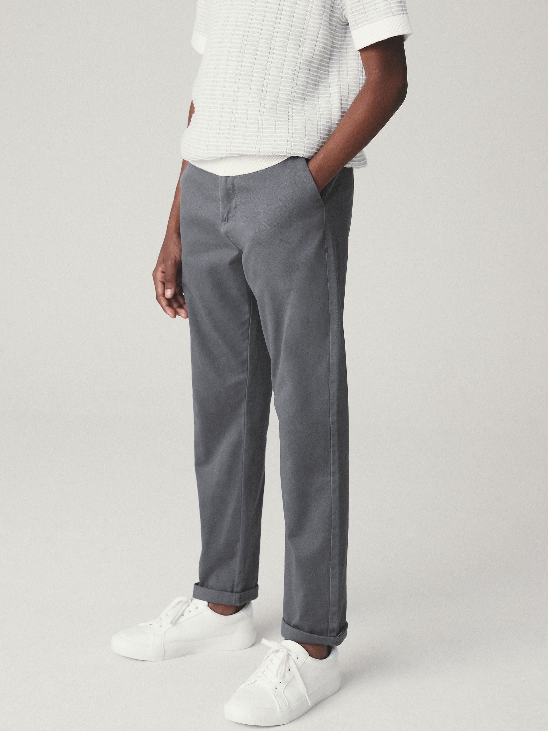 Dsiney Kidz - Charcoal Grey Regular Fit Stretch Chino Trousers (3-17yrs) image 1