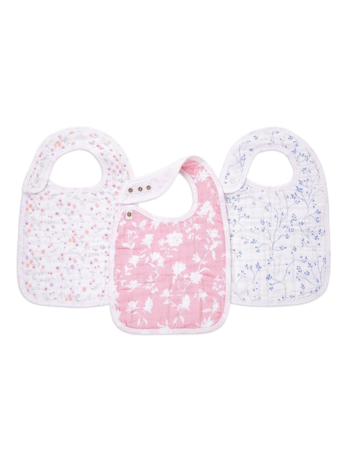 aden + anais Pink 100% Cotton Snap Bibs 3 Pack image 1