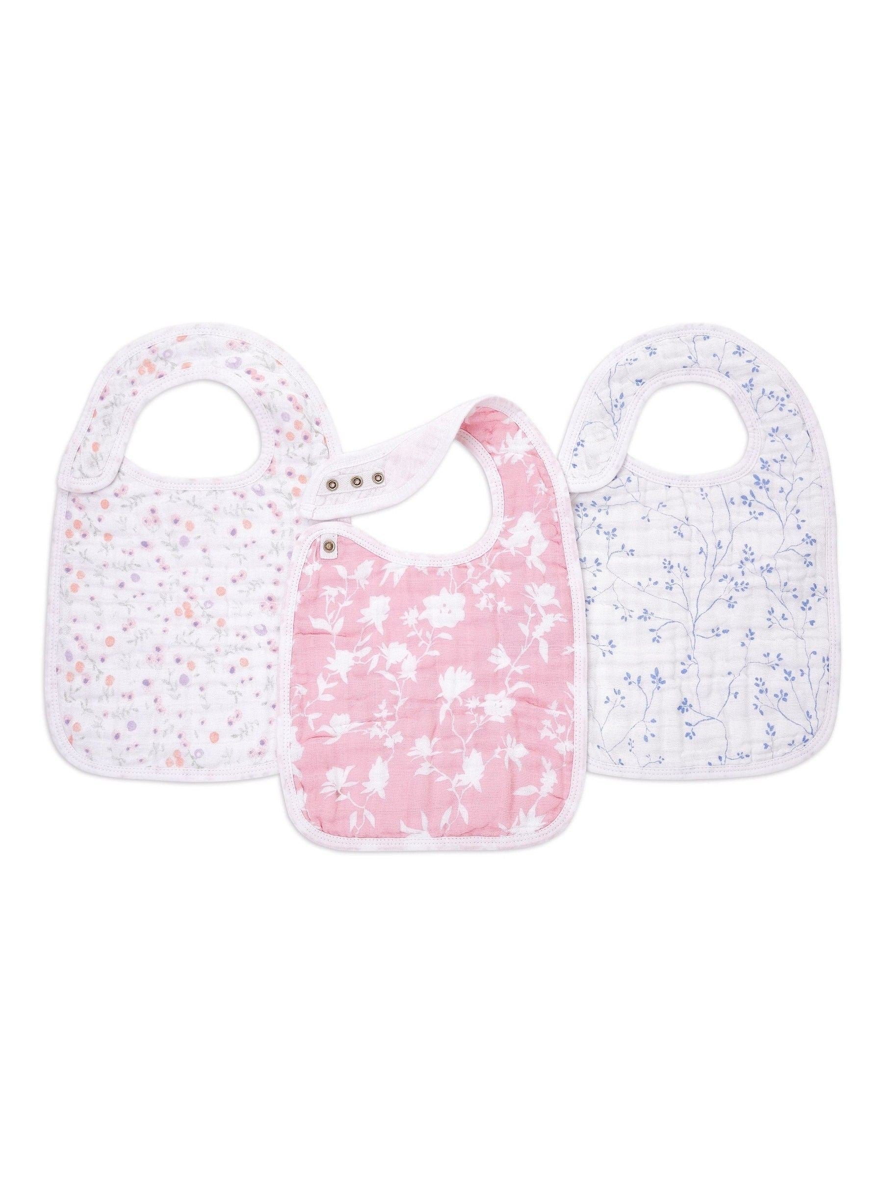 aden + anais Pink 100% Cotton Snap Bibs 3 Pack image 1