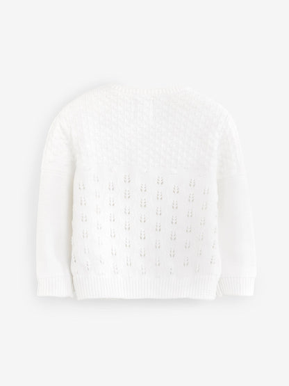 Dsiney Kidz - The Little Tailor White Pointelle 100% Cotton Cardigan image 2