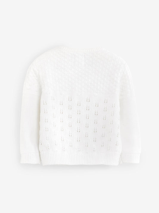 Dsiney Kidz - The Little Tailor White Pointelle 100% Cotton Cardigan image 2