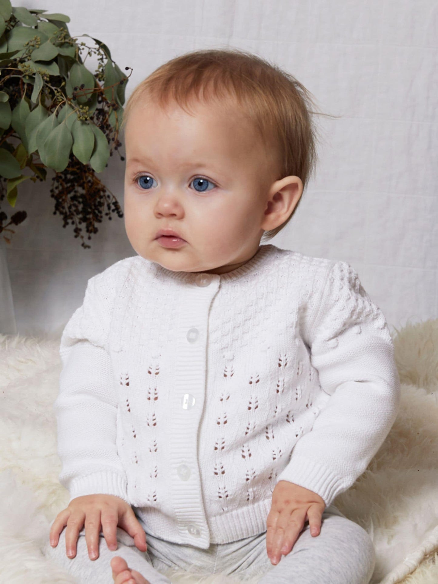 Dsiney Kidz - The Little Tailor White Pointelle 100% Cotton Cardigan image 3