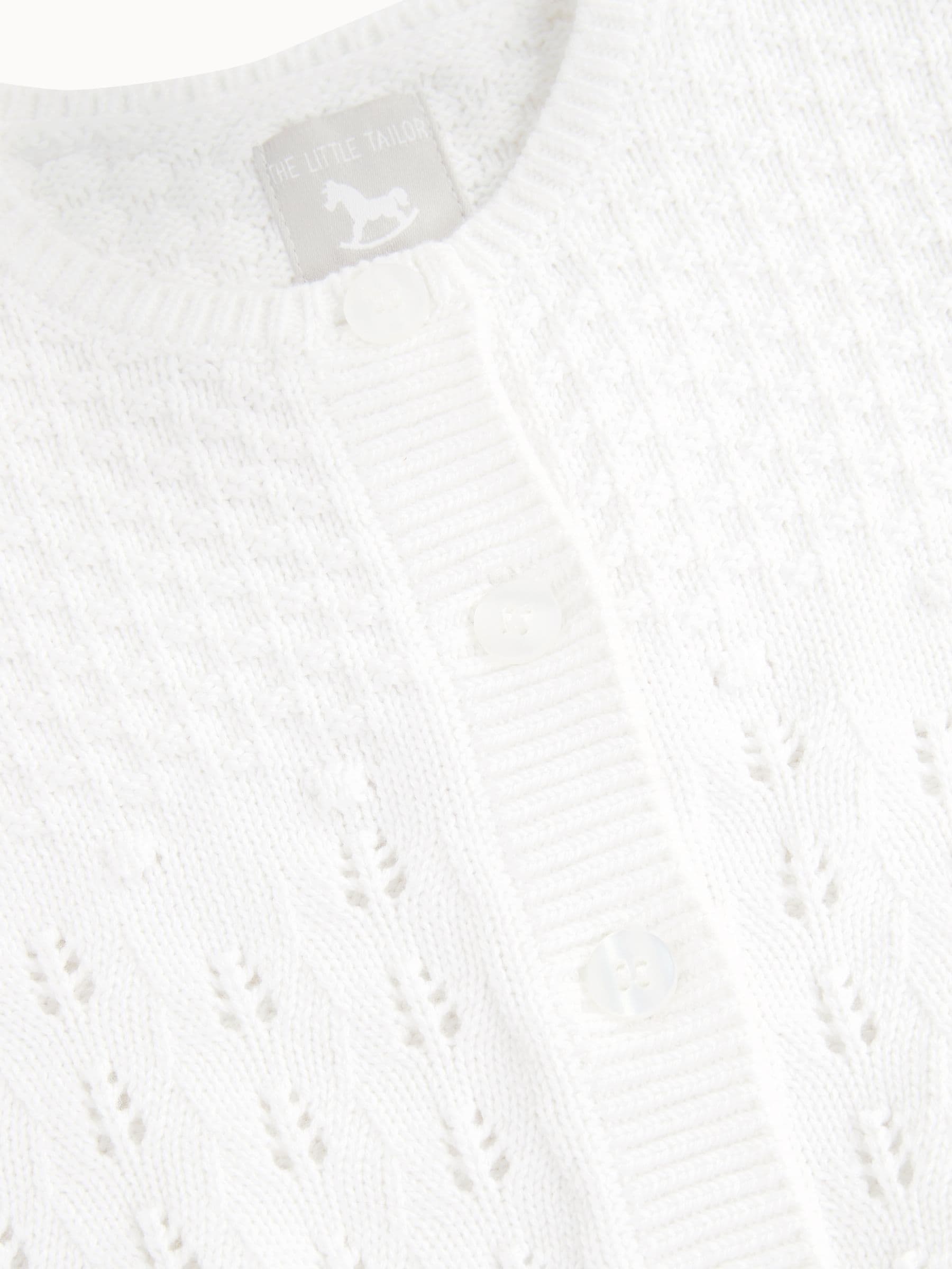 Dsiney Kidz - The Little Tailor White Pointelle 100% Cotton Cardigan image 4