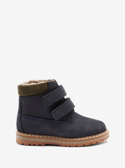 Blue Navy Standard Fit (F) Leather Thermal Thinsulate™ Lined Touch Fastening Work Boots image 1