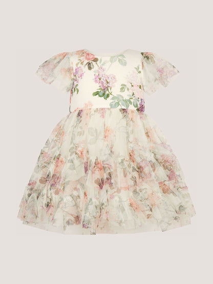 Monsoon Cream Baby Roma Floral Print Ruffle Party Dress image 2
