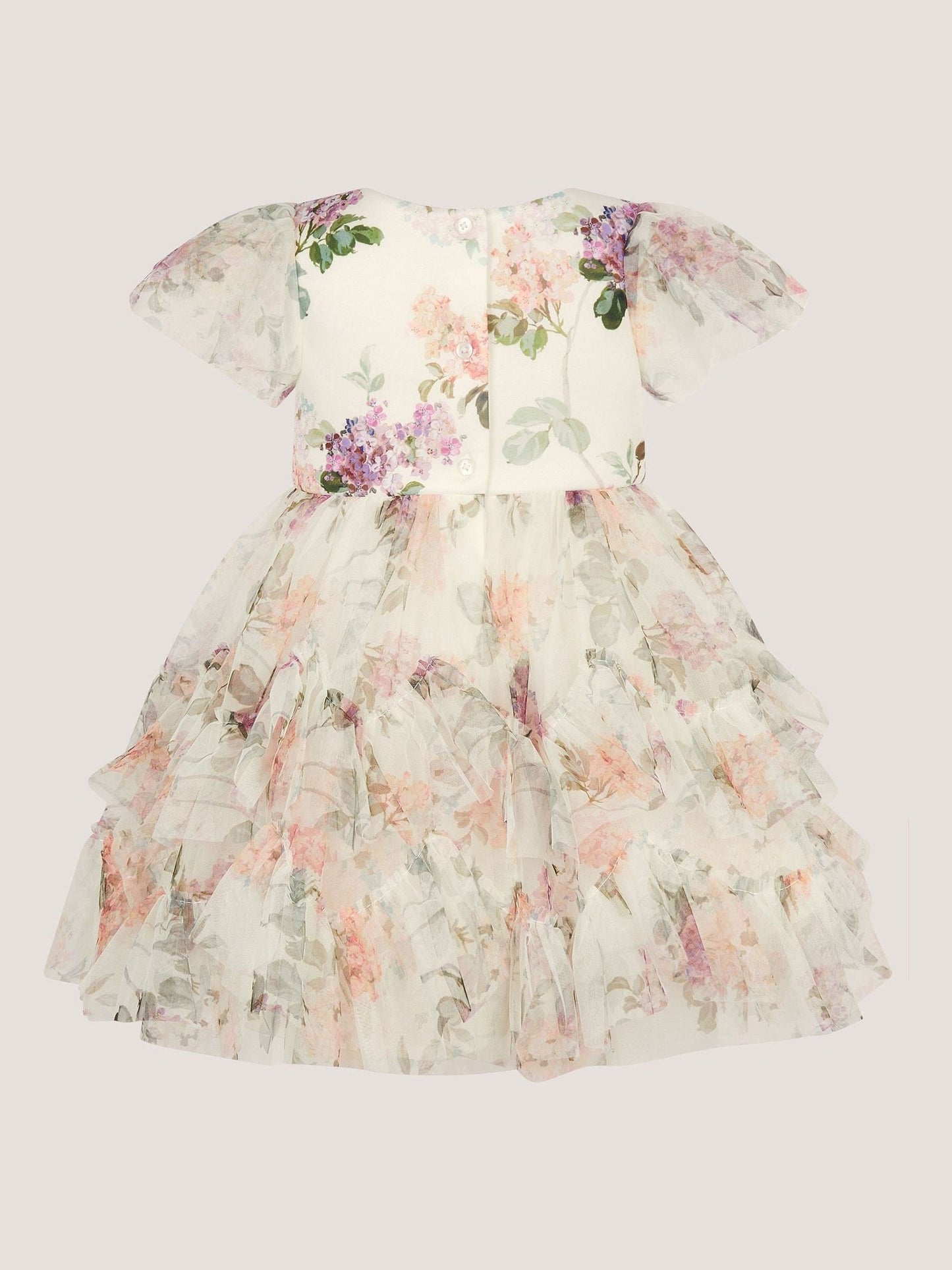 Monsoon Cream Baby Roma Floral Print Ruffle Party Dress image 3