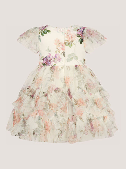 Monsoon Cream Baby Roma Floral Print Ruffle Party Dress image 3