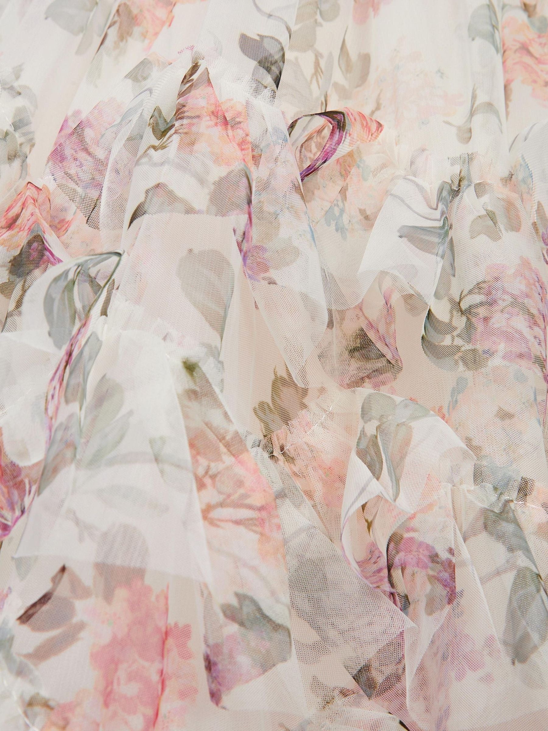 Monsoon Cream Roma Floral Print Ruffle Party Dress image 2