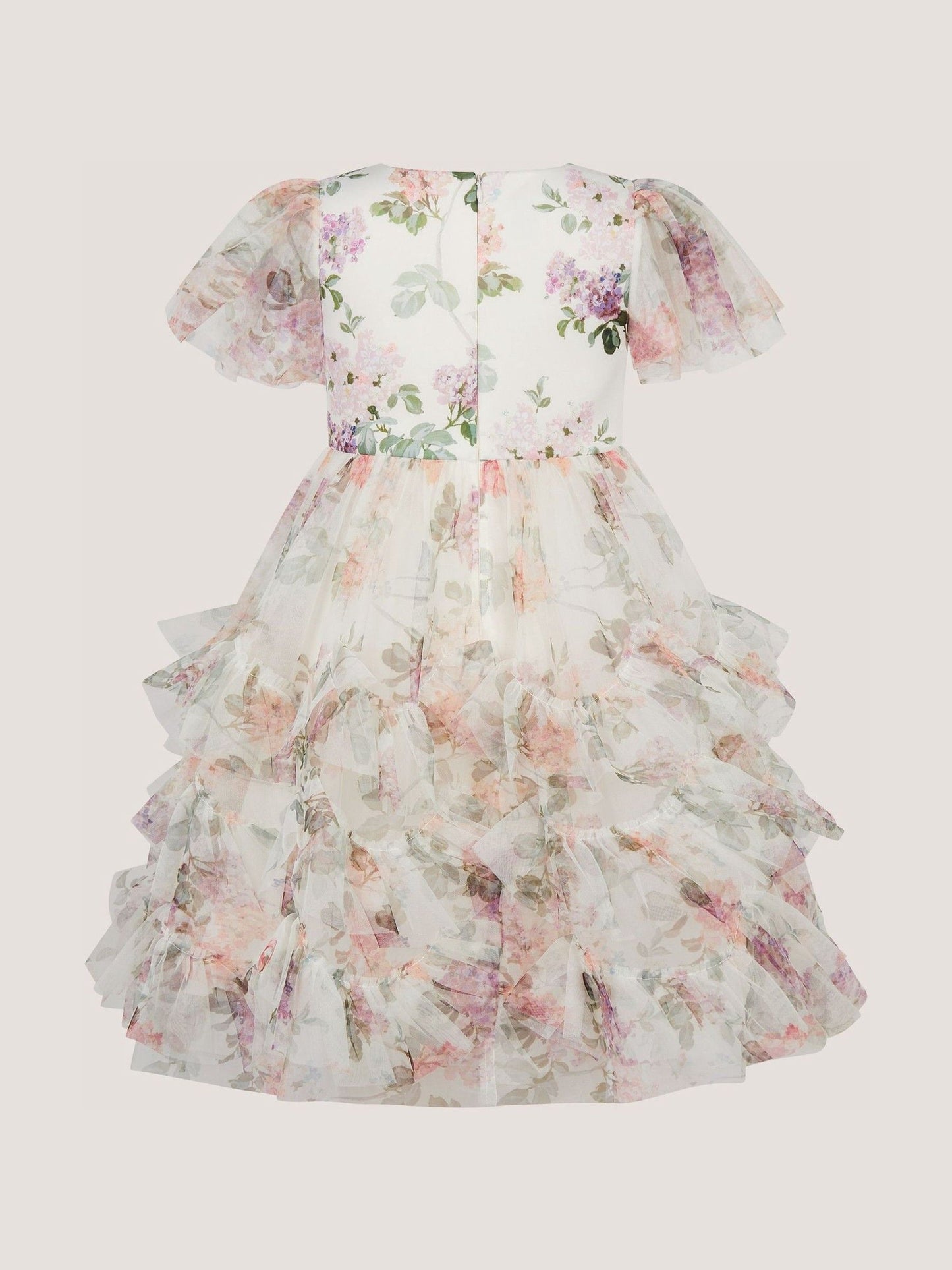 Monsoon Cream Roma Floral Print Ruffle Party Dress image 3