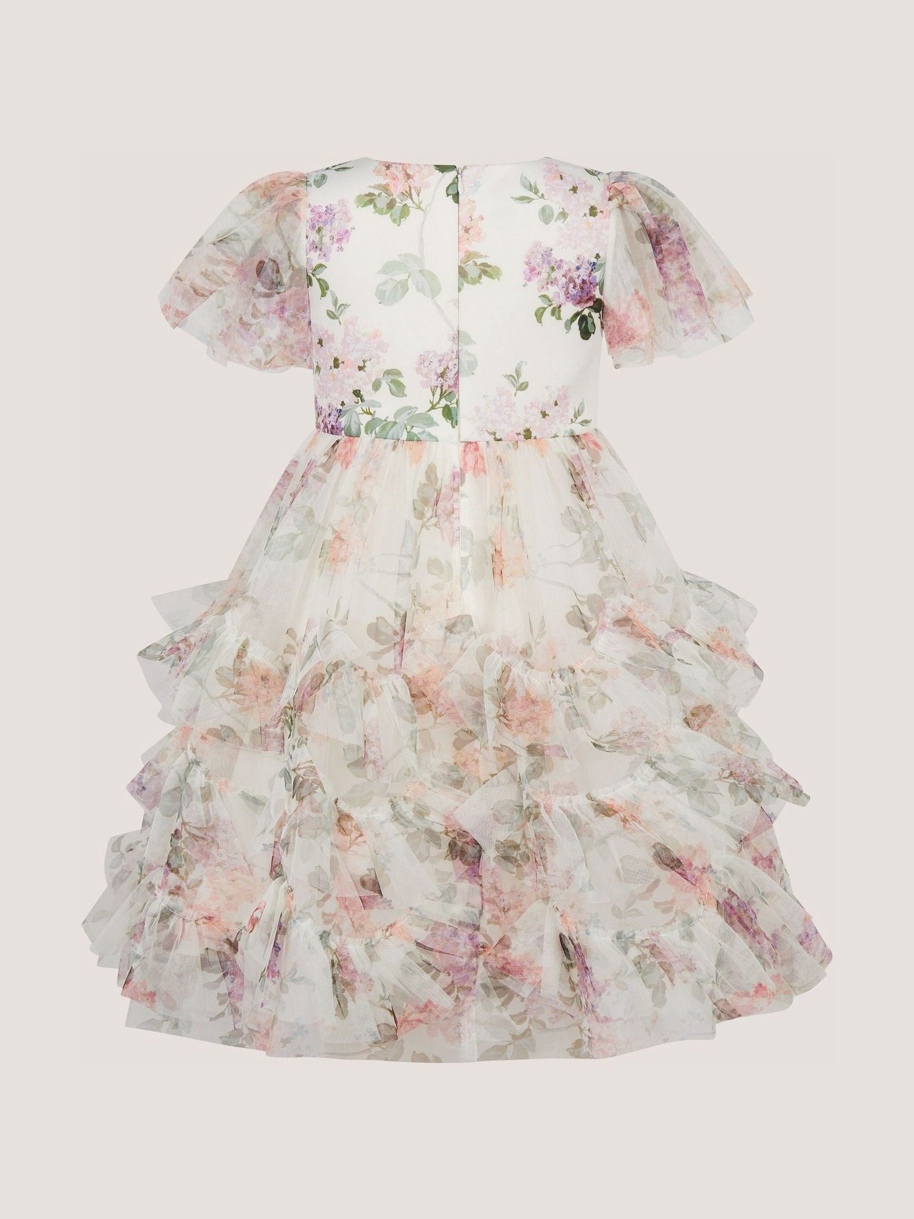 Monsoon Cream Roma Floral Print Ruffle Party Dress image 3