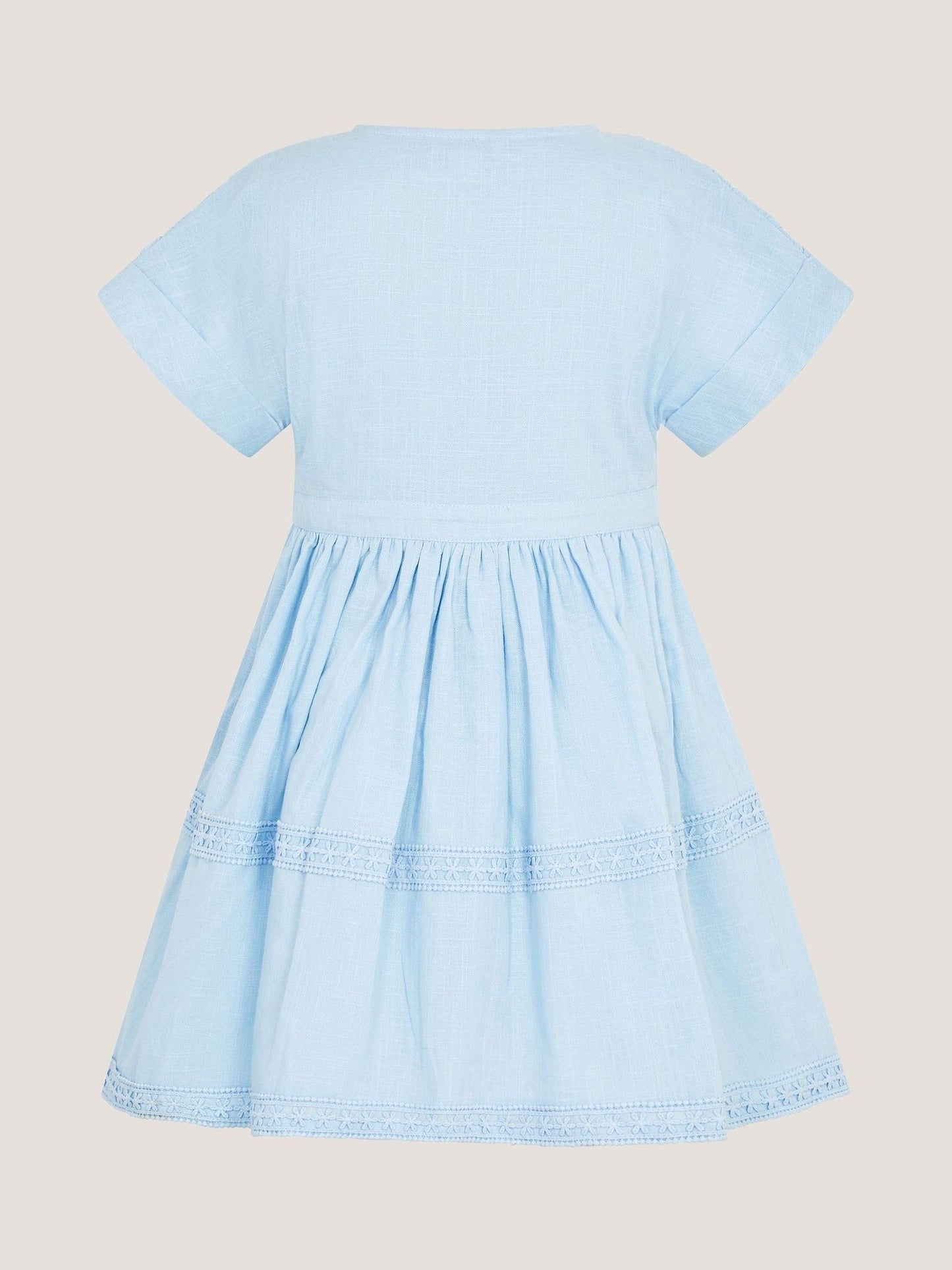 Monsoon Blue Flower Button Smocked Dress image 3