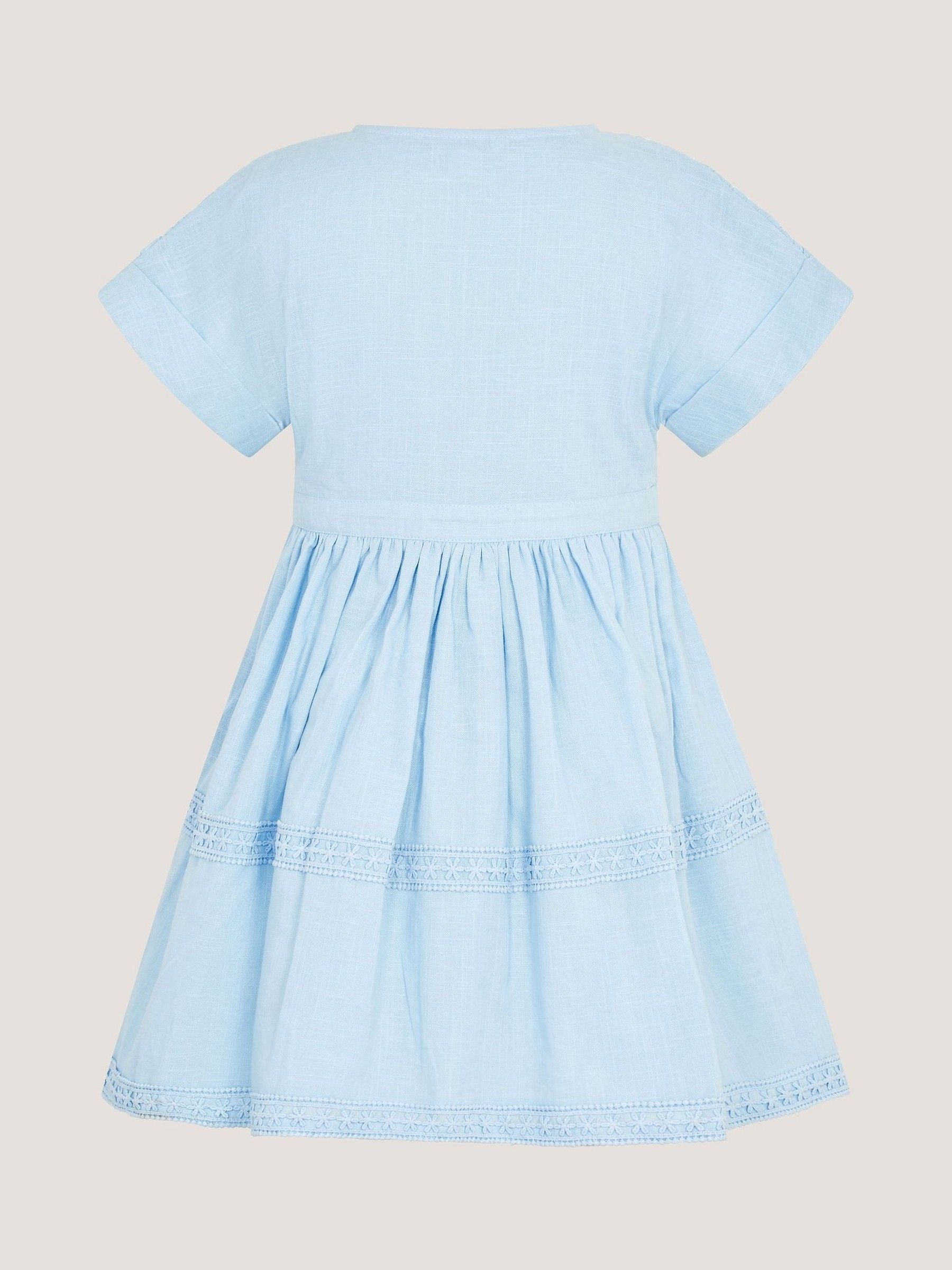 Monsoon Blue Flower Button Smocked Dress image 3