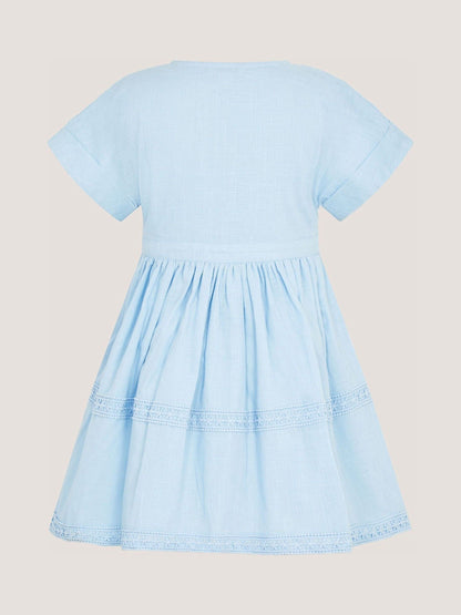 Monsoon Blue Flower Button Smocked Dress image 3