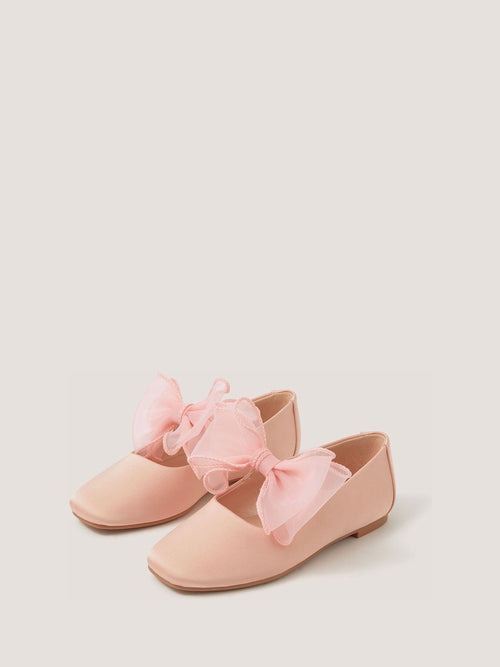 Monsoon Pink Organza Bow Ballet Flats image 1