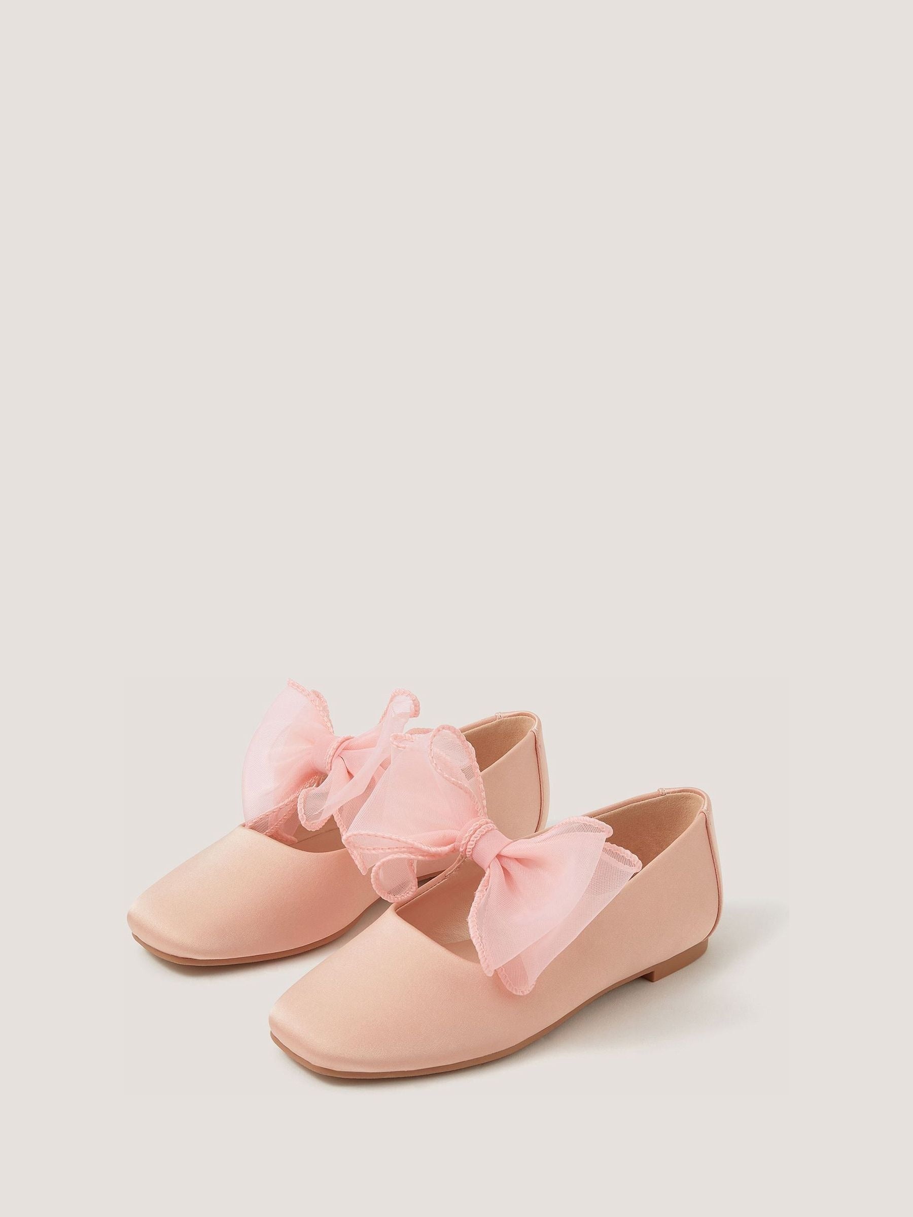 Monsoon Pink Organza Bow Ballet Flats image 1