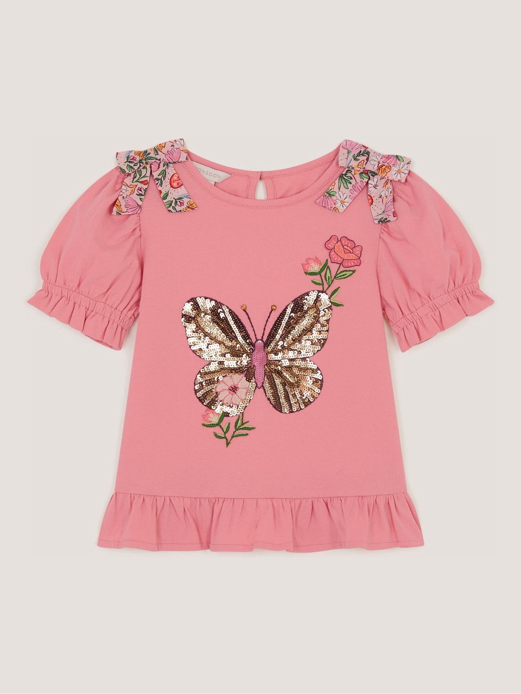 Dsiney Kidz - Monsoon Pink Sequin Butterfly Cotton T-Shirt image 2