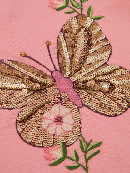Dsiney Kidz - Monsoon Pink Sequin Butterfly Cotton T-Shirt image 3