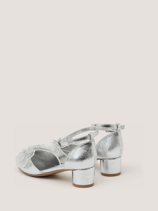 Monsoon Silver Diamanté Flower Block Heels image 2