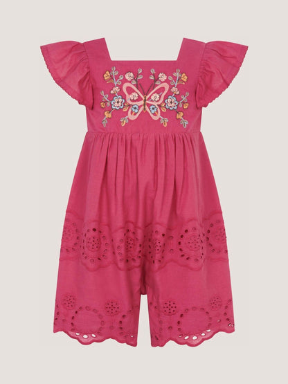 Monsoon Pink Baby Butterfly Broderie Romper image 1