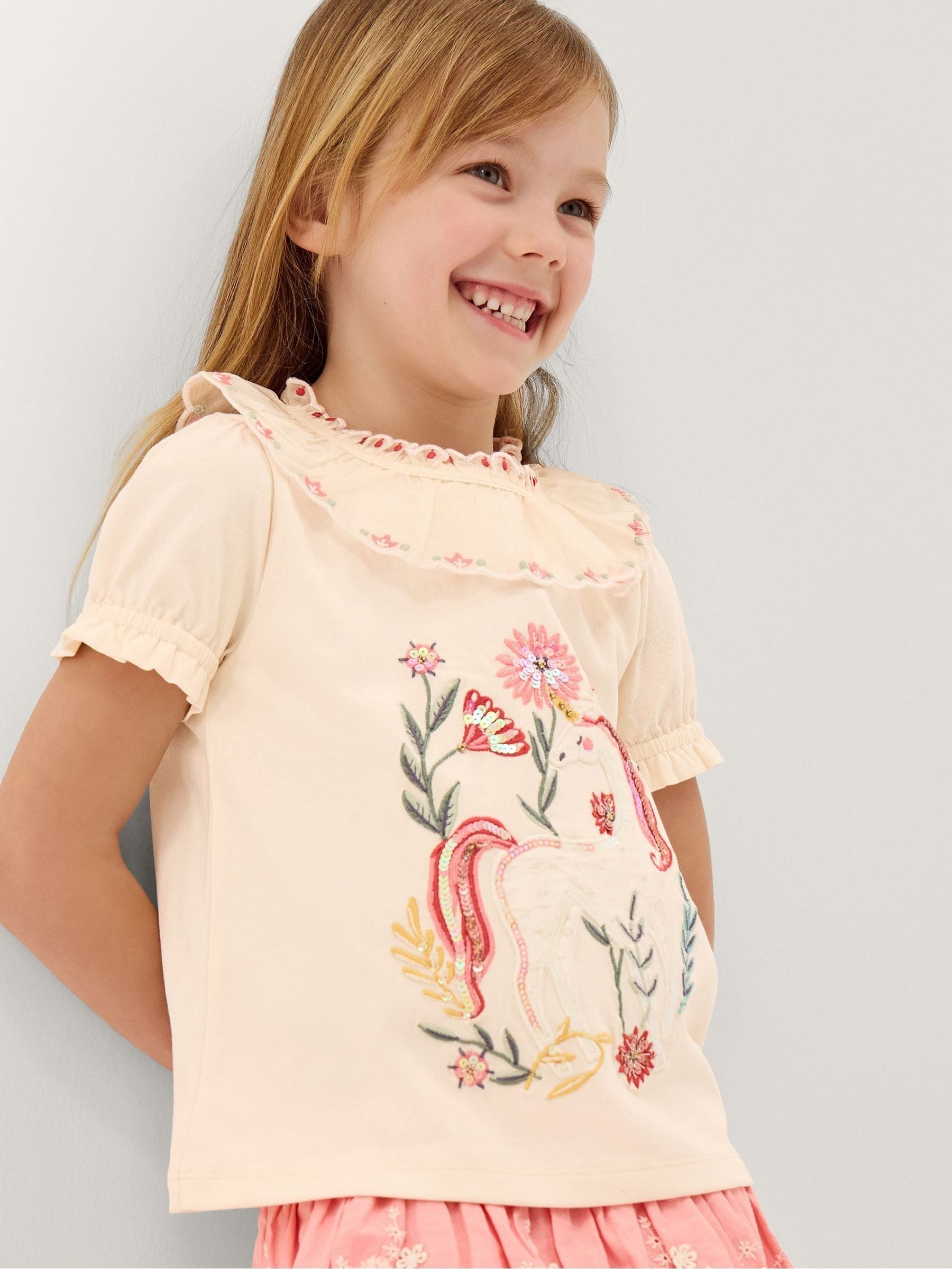 Dsiney Kidz - Monsoon Cream Sequin Unicorn Collar Top image 1