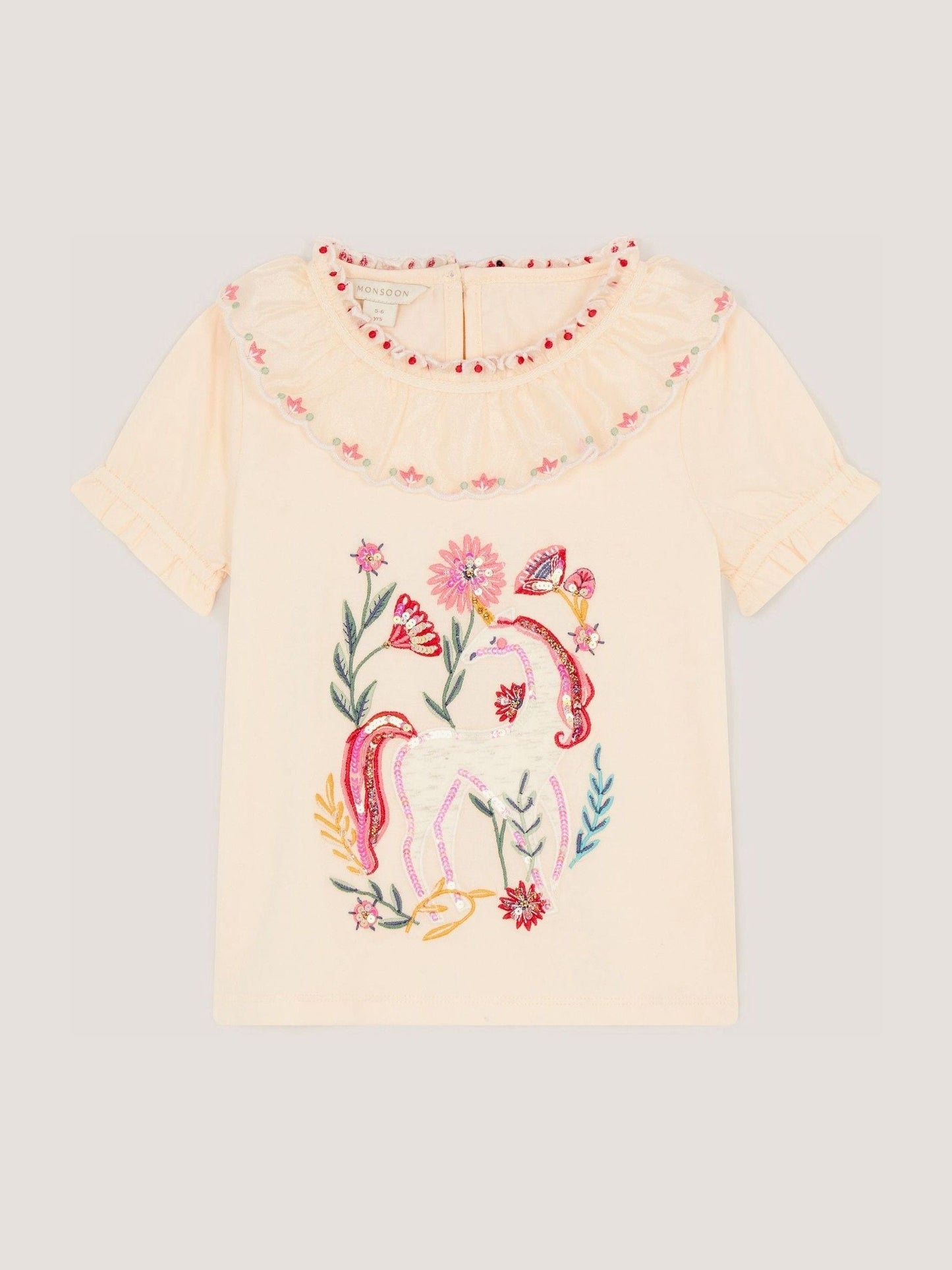 Dsiney Kidz - Monsoon Cream Sequin Unicorn Collar Top image 2