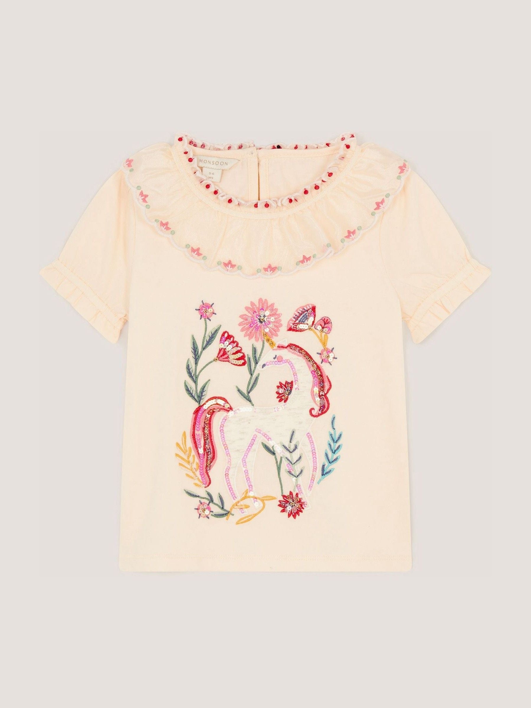 Dsiney Kidz - Monsoon Cream Sequin Unicorn Collar Top image 2
