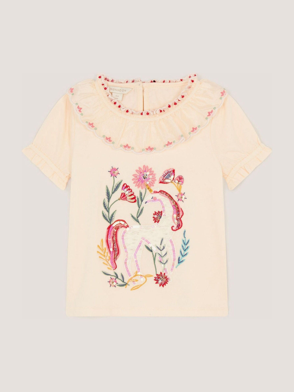 Dsiney Kidz - Monsoon Cream Sequin Unicorn Collar Top image 2