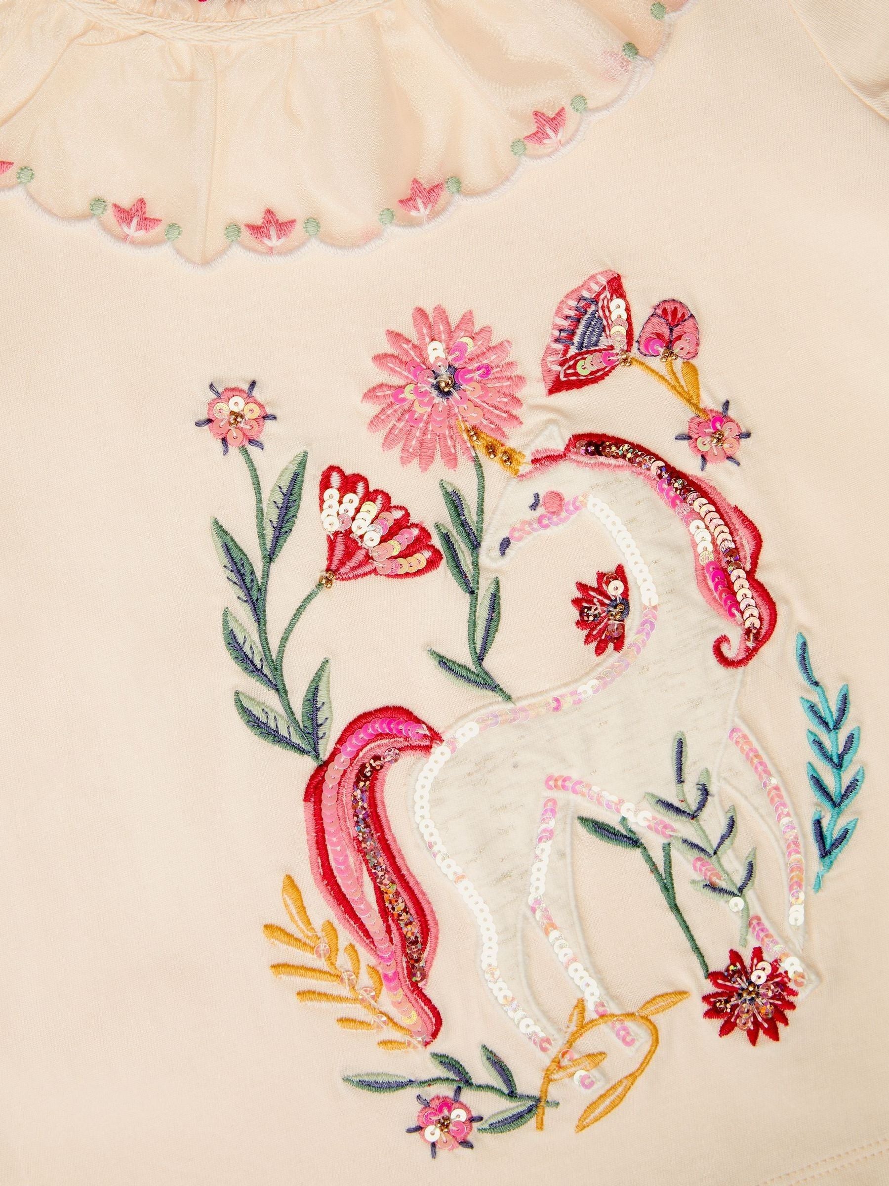 Dsiney Kidz - Monsoon Cream Sequin Unicorn Collar Top image 4