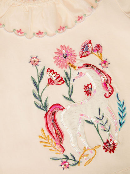 Dsiney Kidz - Monsoon Cream Sequin Unicorn Collar Top image 4