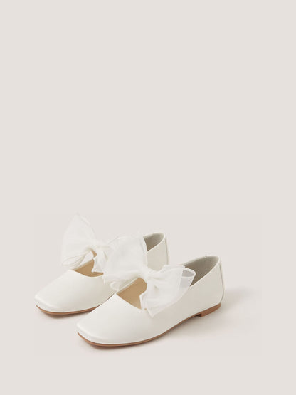 Monsoon Cream Organza Bow Ballet Flats image 1