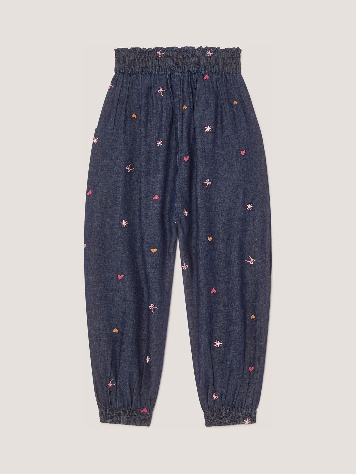 Monsoon Blue Embroidered Chambray Cuffed Trousers image 3