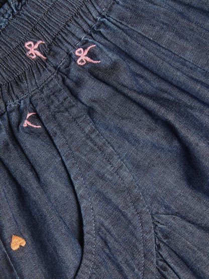 Monsoon Blue Embroidered Chambray Cuffed Trousers image 4