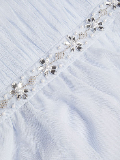 Monsoon Blue Pennie Embellished Ruffle Party Dress image 4