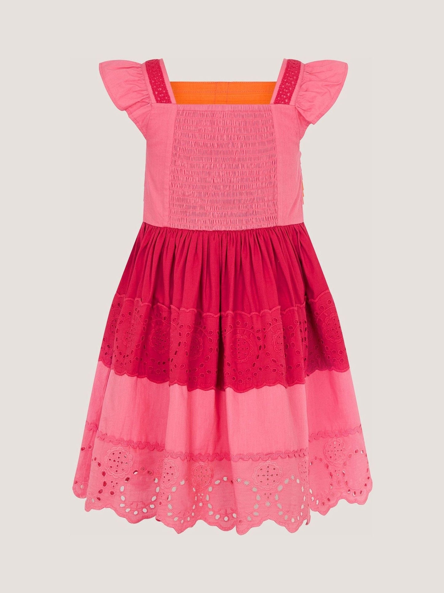 Monsoon Pink Colour Block Broderie Dress image 3