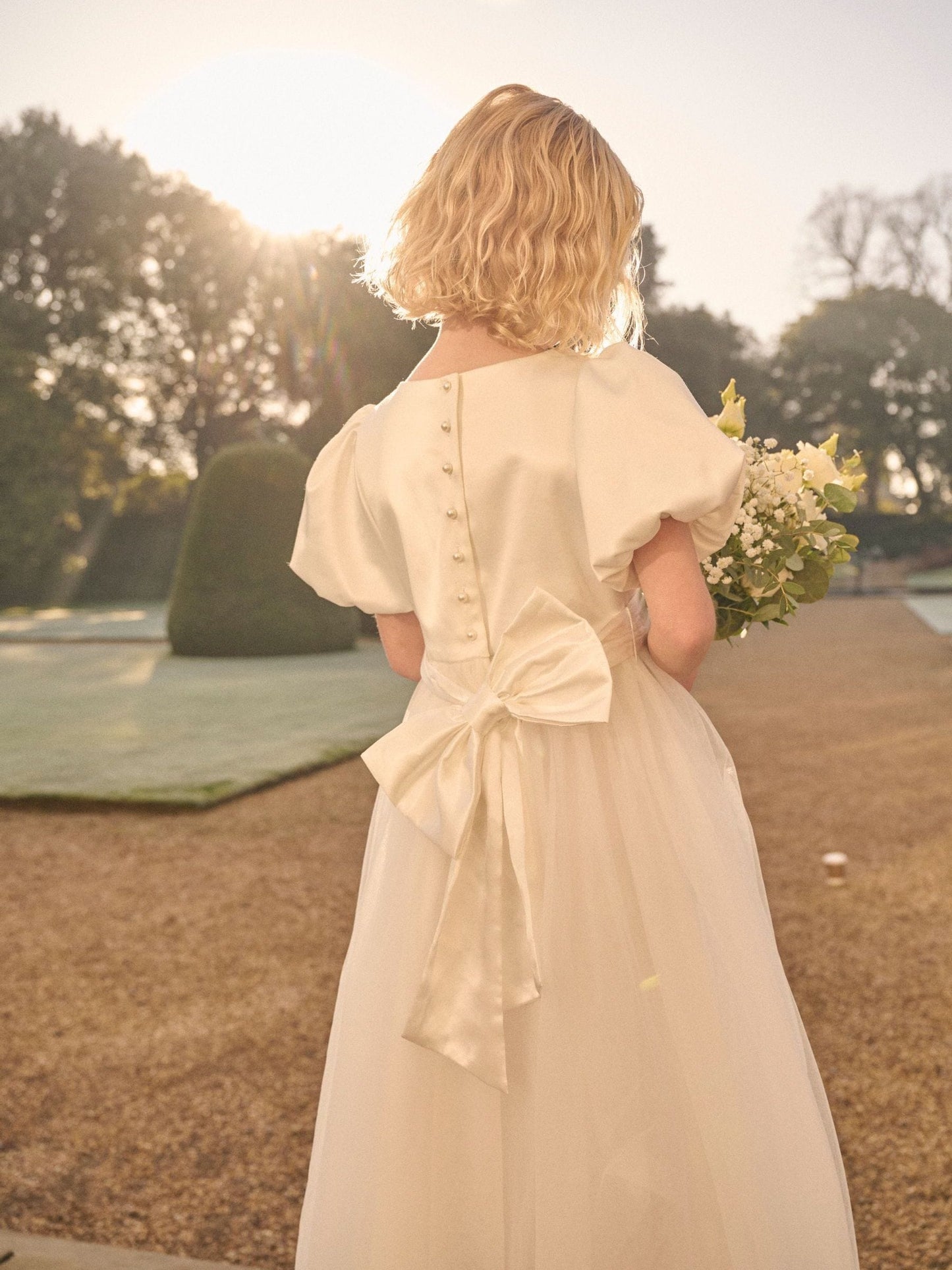 Angel & Rocket White/Ivory Celine Taffeta Tulle Bow Dress image 3