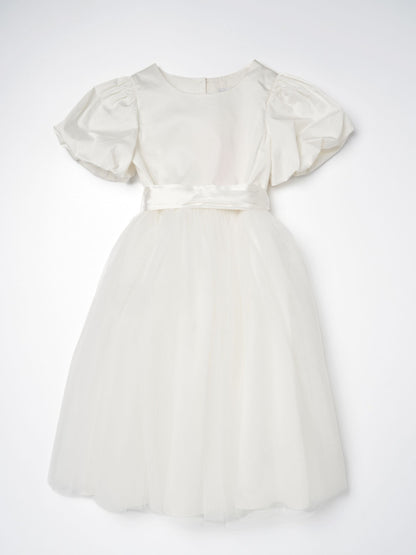 Angel & Rocket White/Ivory Celine Taffeta Tulle Bow Dress image 5