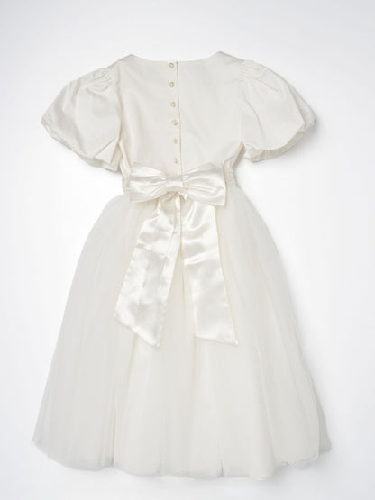 Angel & Rocket White/Ivory Celine Taffeta Tulle Bow Dress image 6