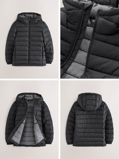 Dsiney Kidz - Black Reflective Quilted Midweight Hooded Jacket (3-17yrs) image 5