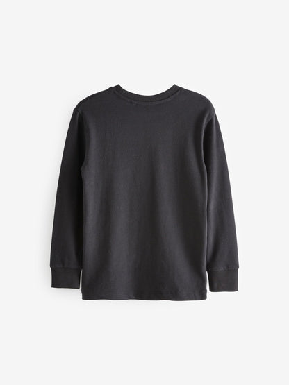 Black Regular Fit Long Sleeve Cosy T-Shirt (3-16yrs) image 2