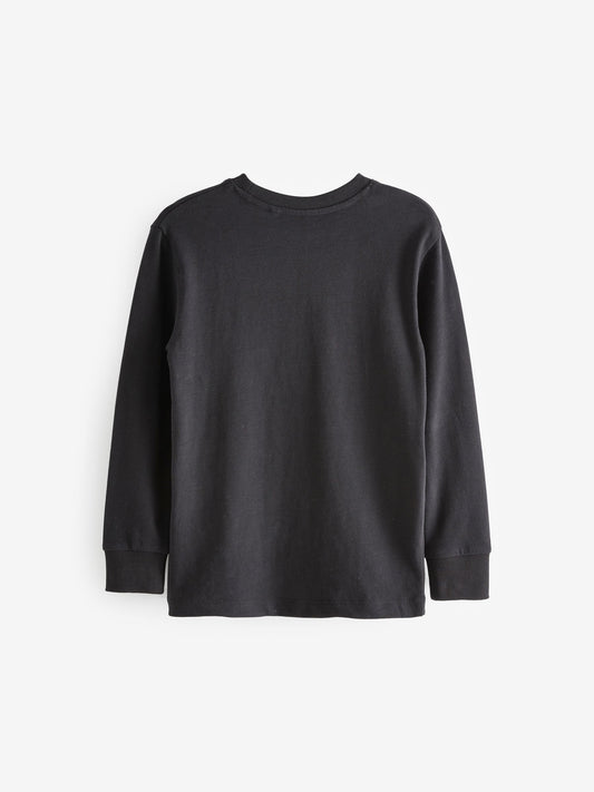 Black Regular Fit Long Sleeve Cosy T-Shirt (3-16yrs) image 2