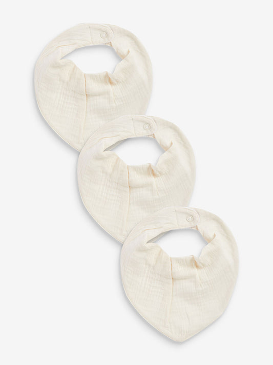 Cream Muslin Baby Dribble Bibs 3 Pack image 1