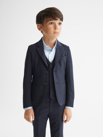 Reiss Navy Hope 4-9 yrs Modern Fit Mixer Blazer image 1