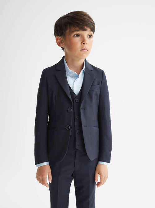 Reiss Navy Hope 4-9 yrs Modern Fit Mixer Blazer image 1