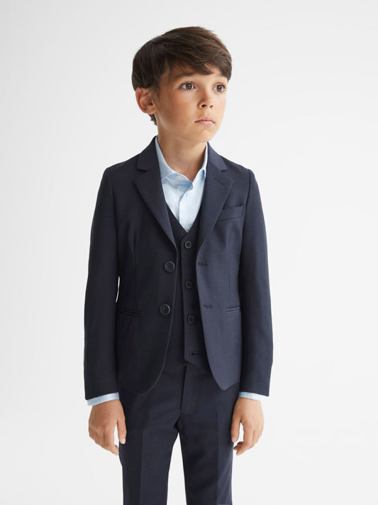 Reiss Navy Hope 4-9 yrs Modern Fit Mixer Blazer image 1