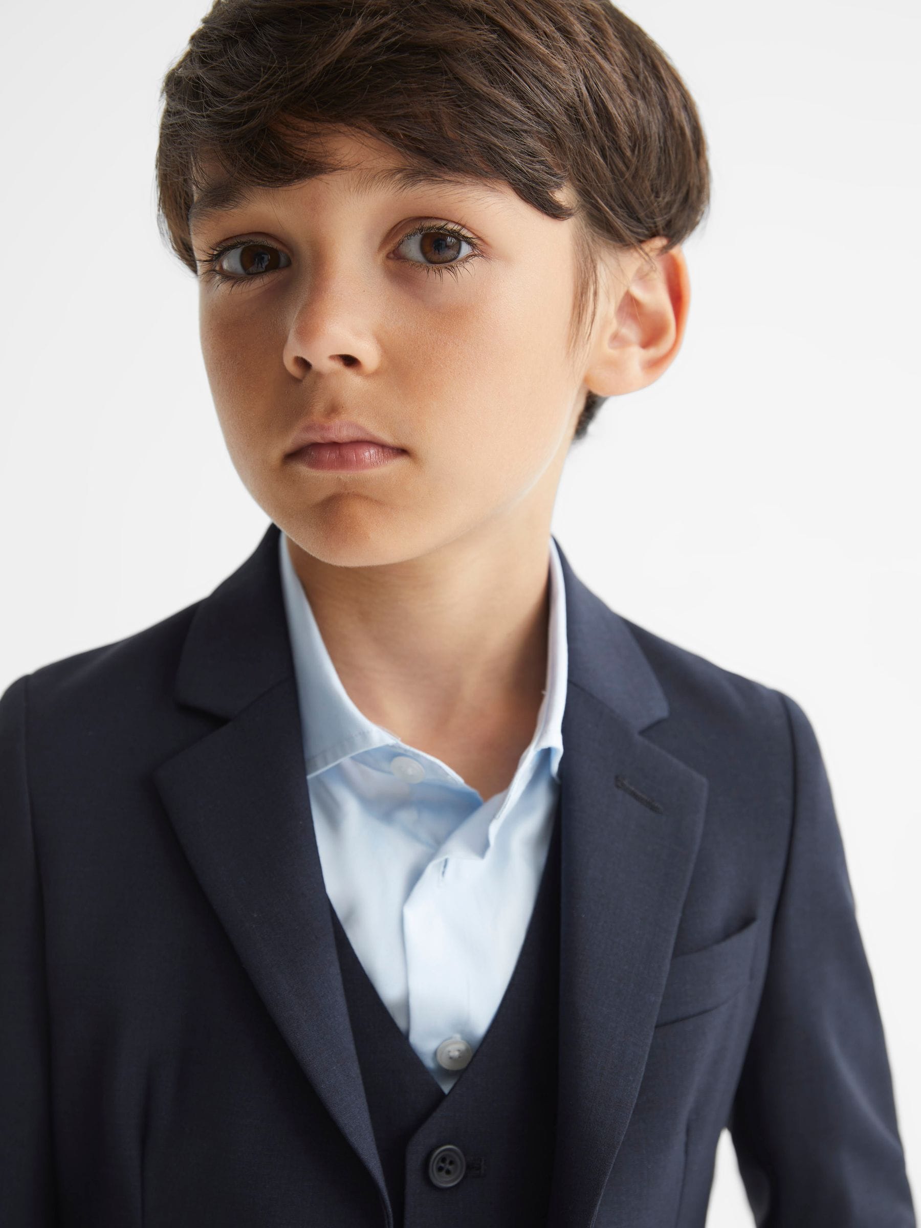 Reiss Navy Hope 4-9 yrs Modern Fit Mixer Blazer image 3