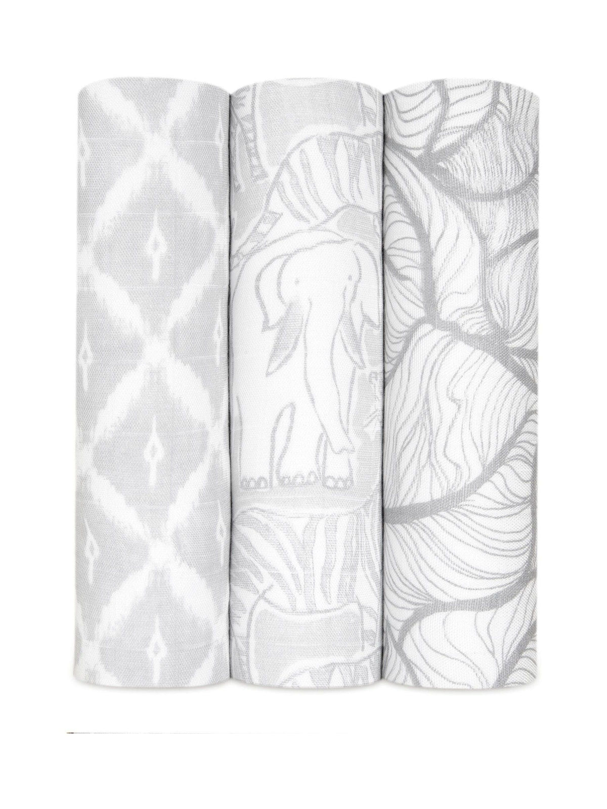 aden + anais Grey Large Silky Soft Culture Club Muslin Blankets 3 Pack image 1