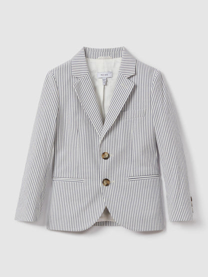 Dsiney Kidz - Reiss Soft Blue Barr 3-9 yrs Single Breasted Seersucker Blazer image 2